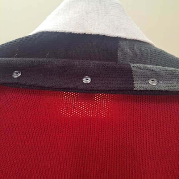 Style & Co Red White Black Sequin Trim Knit Sweater Dress & Scarf Set - Size P/L - Picture 10 of 16